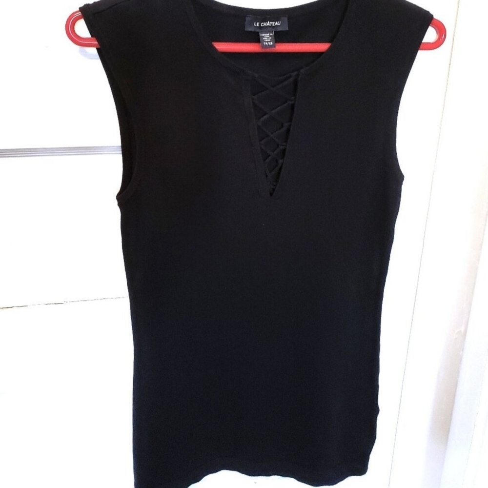 Le Chateau Black Lace-Up Top - Picture 4 of 5